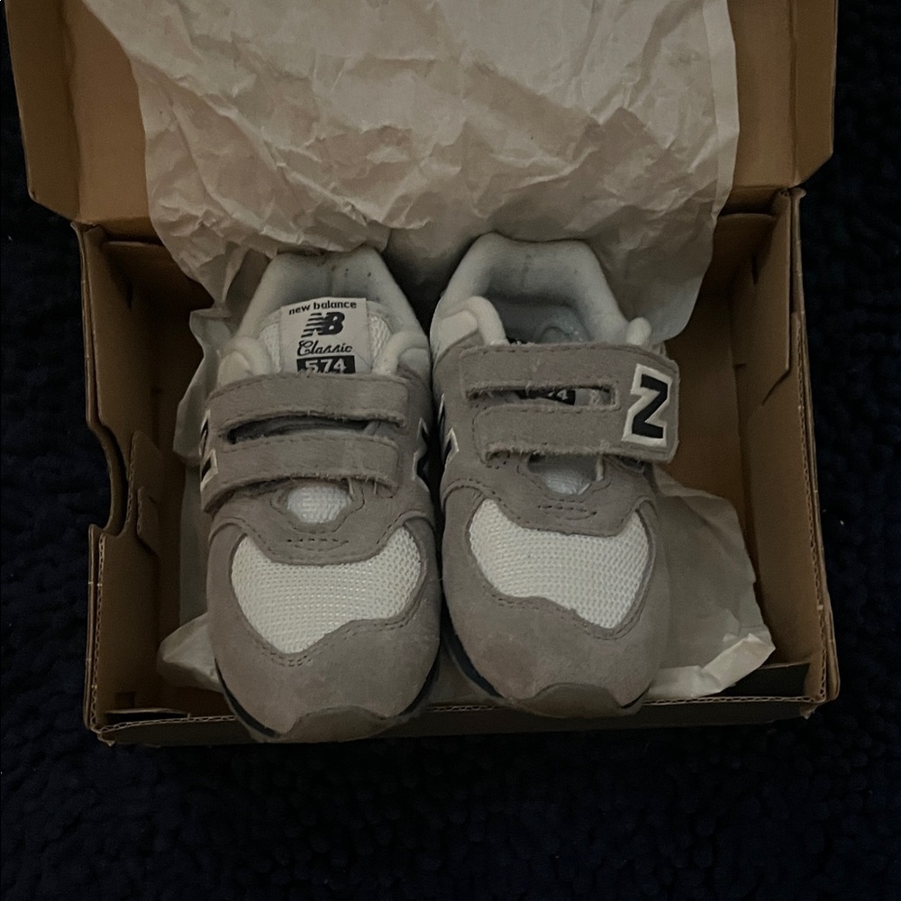 New Balance Kids' Gray and White Sneakers